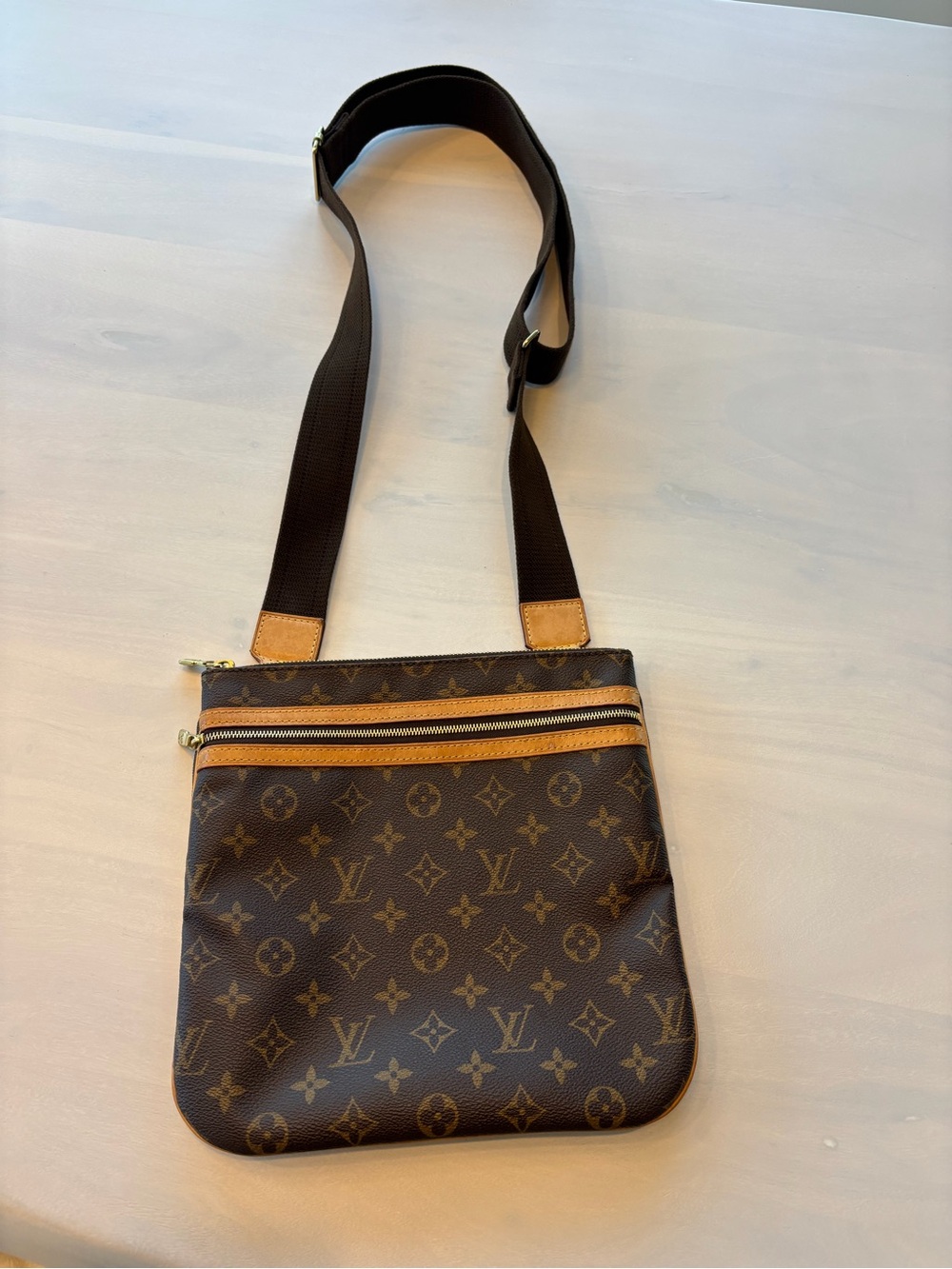 Louis Vuitton Monogram Crossbody Bag in Brown and Tan